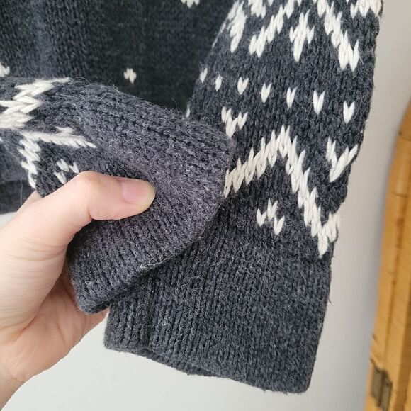 Vintage B. Moss Knit Nordic Turtleneck Sweater Gray/White Cotton Blend M - Picture 4 of 9